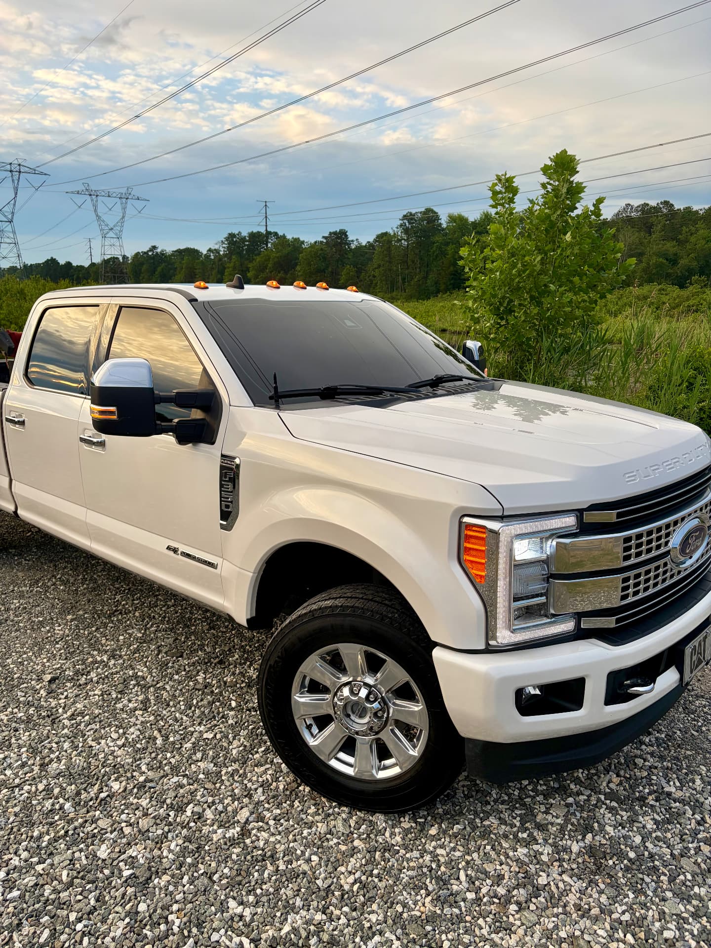 White Ford F-350 Platinum after exterior maintenance