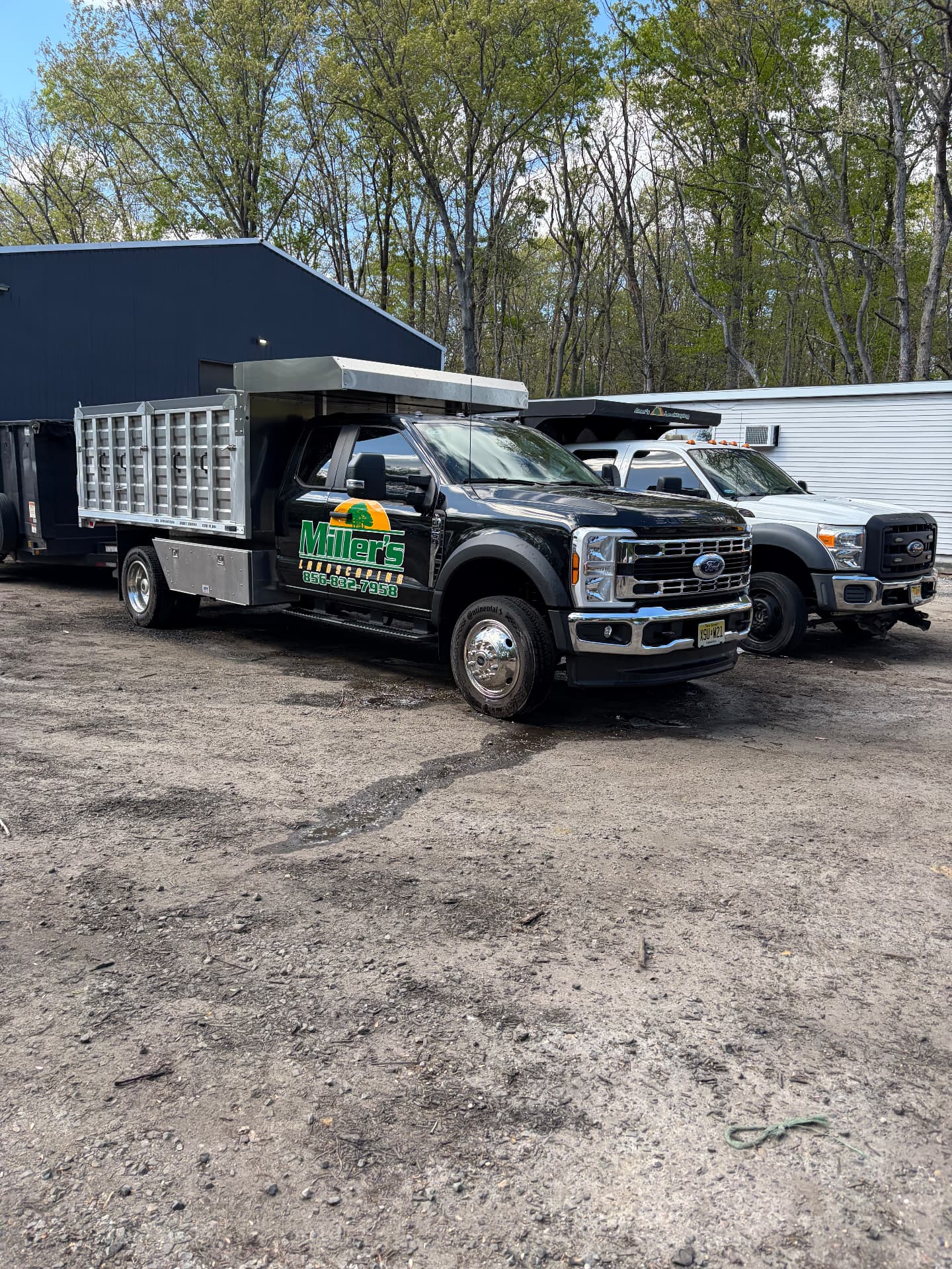 Miller's Landscaping stake-body truck after a full fleet detail